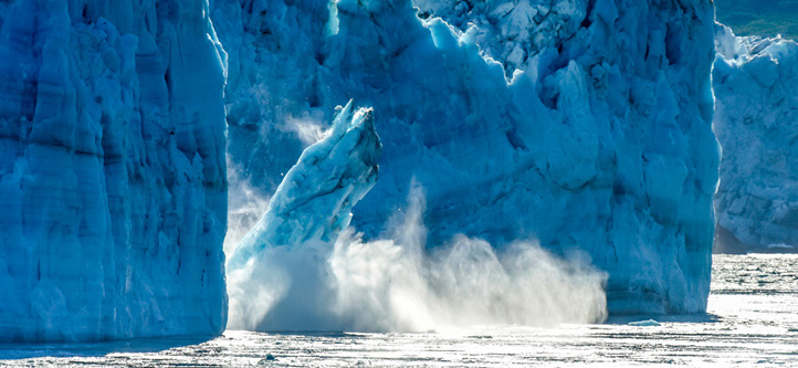 Chunks of ice breaking off from a glacier