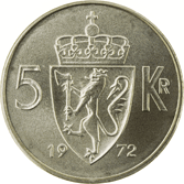 5-krone coin, cupro-nickel