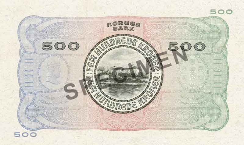 500-krone note, reverse