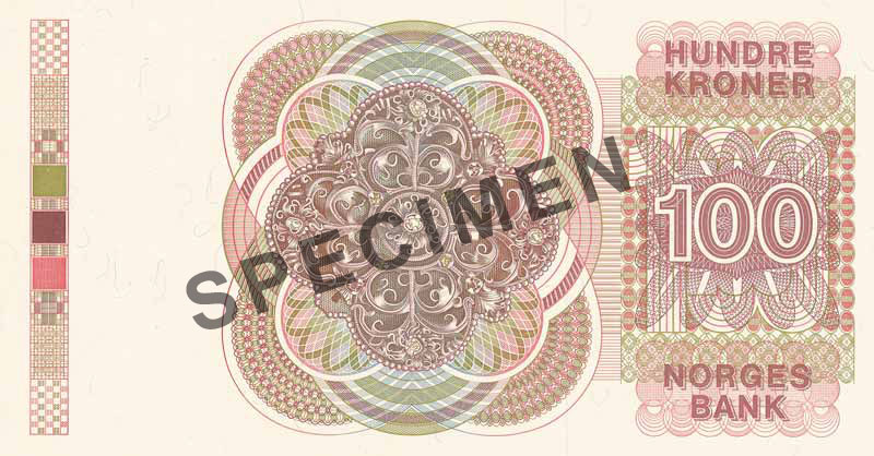 100-krone note, reverse 100-krone note, reverse