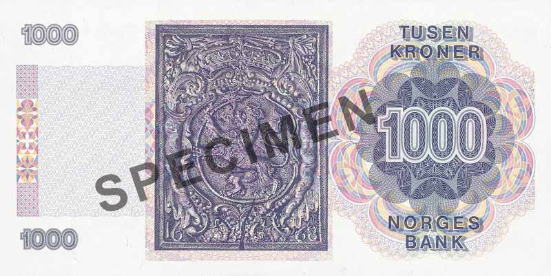 1000-krone note, reverse 1000-krone note, reverse