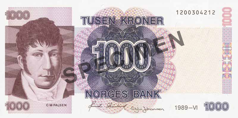 1000-krone note, obverse 1000-krone note, obverse